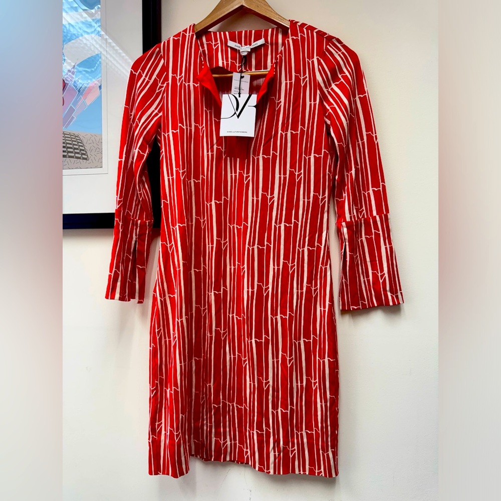DIANE VON FURSTENBERG NEW REINA TWO -  LONG SLEEVE TUNIC DRESS SIZE 2 - NWT